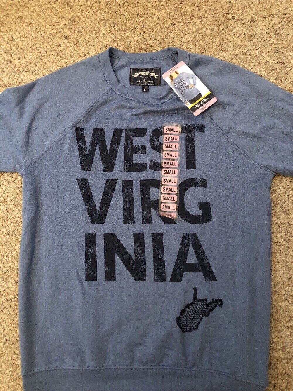 State of Mine NWT Blue Sweatshirt West Virginia Women's Small